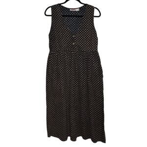 1990's Fads Corduroy Button Up Sleeveless Empire Waist Midi Dress Pocket Size M